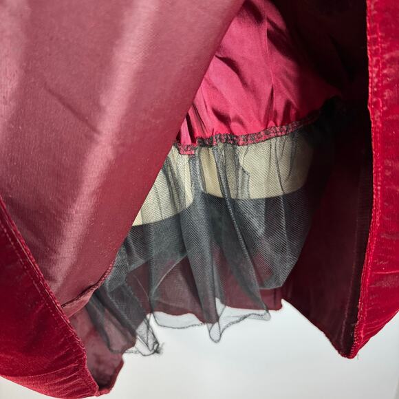 JUMP Vintage Velvet Puff Sleeve V-Neck  Fit & Flare Mini Dress Dark Romantic 7/8 - Picture 6 of 14